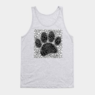 Mosaic Art Dog Paw Print In Black And White Tank Top